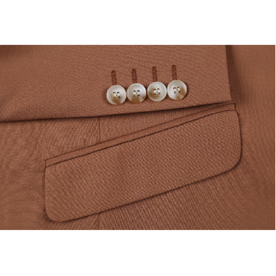 Mens Basic Two Button Slim Fit Suit in Rust - Image 6