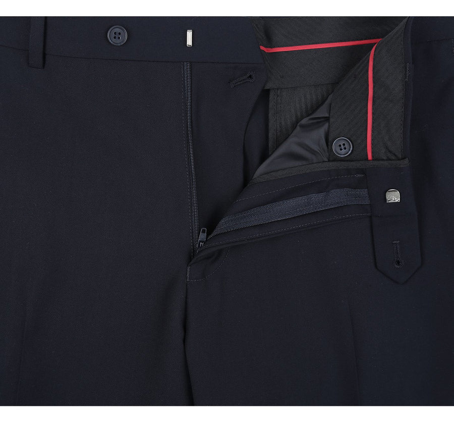 Mens Basic Two Button Slim Fit Suit with Optional Vest in Dark Navy Blue - Image 5