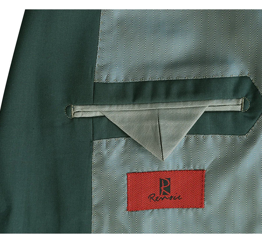 Mens Basic Two Button Slim Fit Suit with Optional Vest in Hunter Green - Image 4
