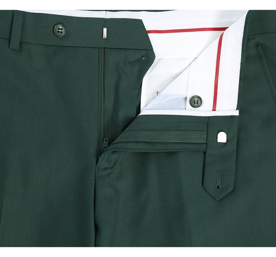 Mens Basic Two Button Slim Fit Suit with Optional Vest in Hunter Green - Image 6