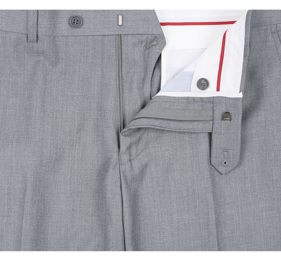 Mens Basic Two Button Slim Fit Suit with Optional Vest in Light Grey - Image 6