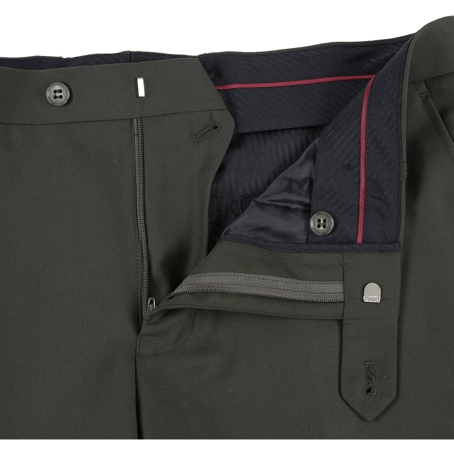 Mens Basic Two Button Slim Fit Suit with Optional Vest in Olive Green - Image 4