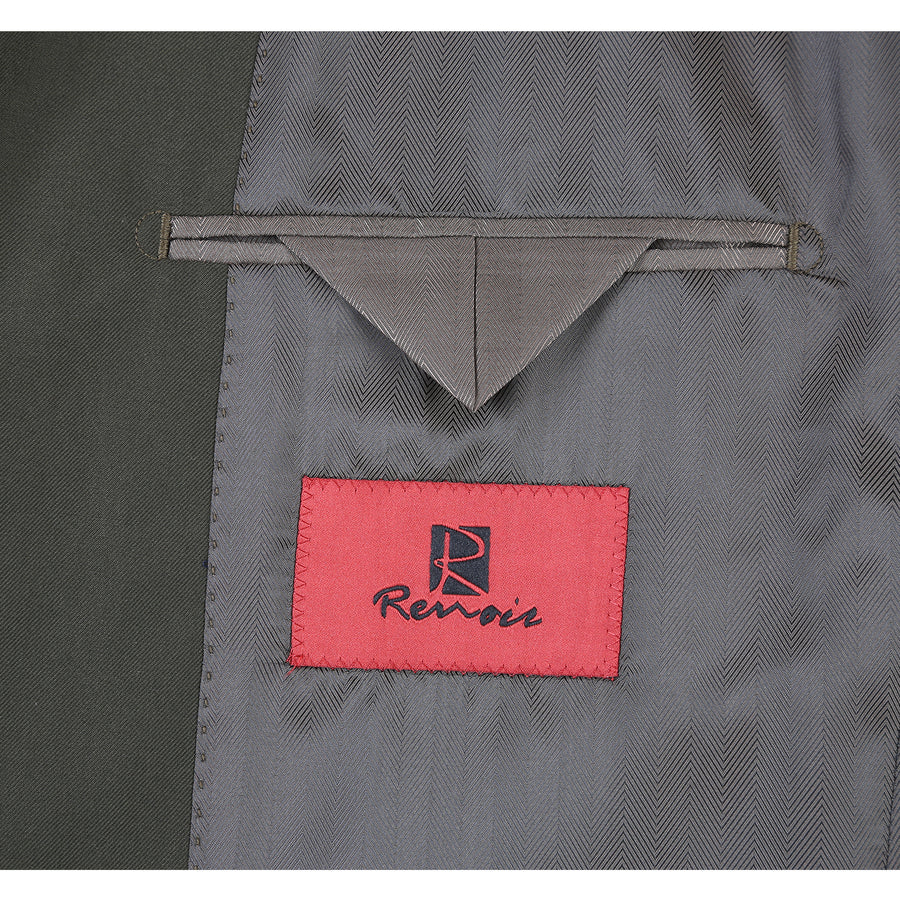 Mens Basic Two Button Slim Fit Suit with Optional Vest in Olive Green - Image 5