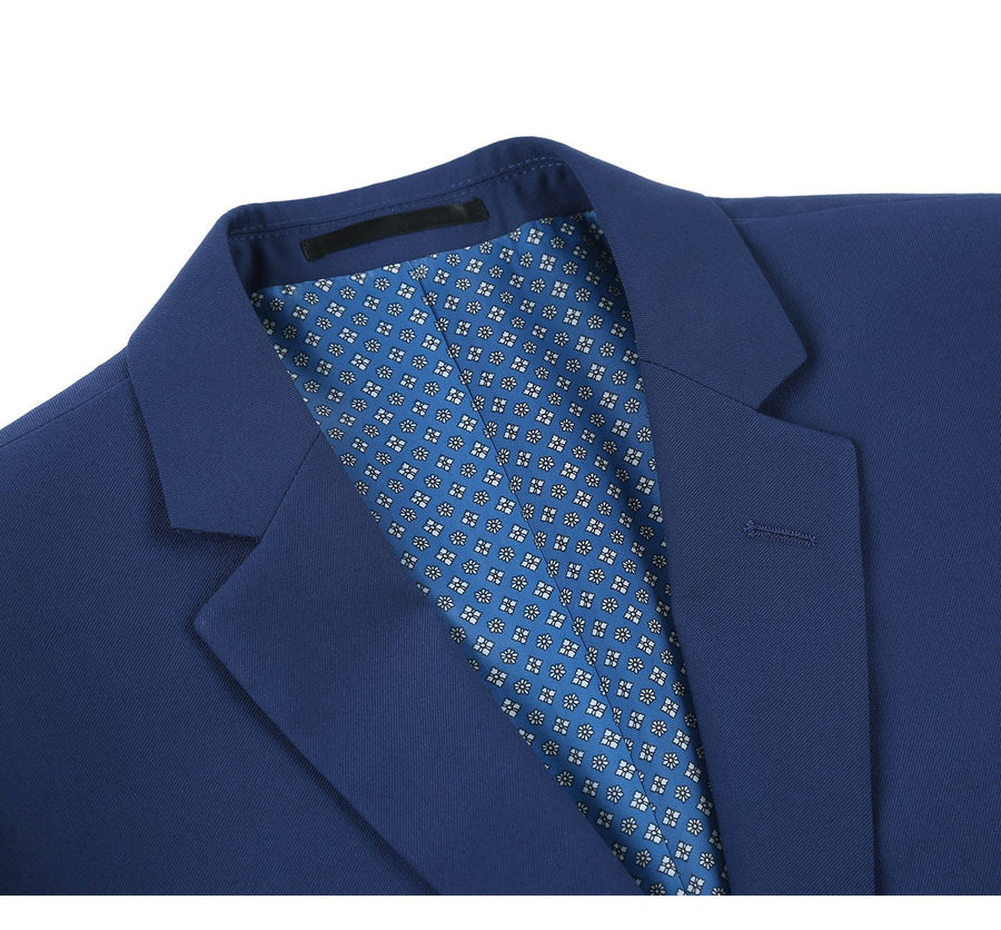 Mens Basic Two Button Slim Fit Suit with Optional Vest in Royal Sapphire Blue - Image 3