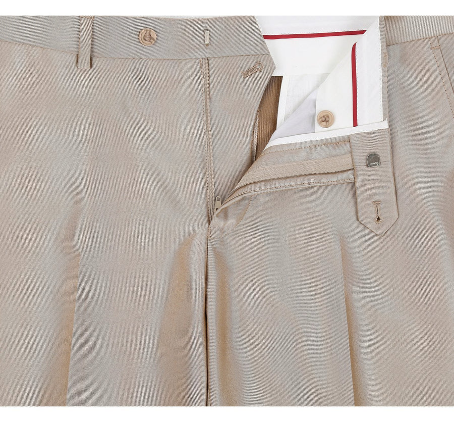 Mens Basic Two Button Slim Fit Suit with Optional Vest in Shiny Champagne Tan Sharkskin - Image 6