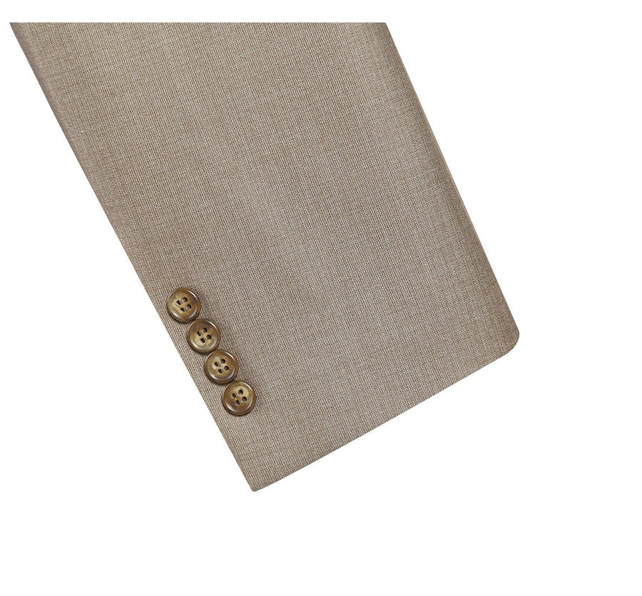 Mens Basic Two Button Slim Fit Suit with Optional Vest in Taupe - Image 5