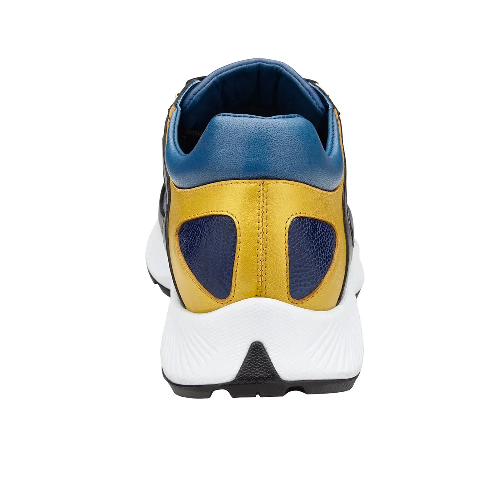 Men's Belvedere Adam Ostrich & Italian Calfskin Sneaker in Gold, Blue & Black - Image 4