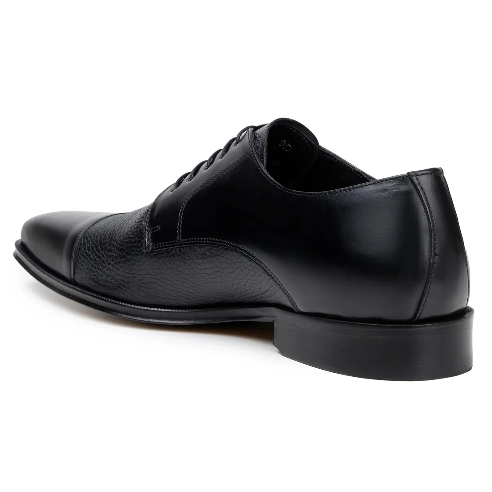 Men's Belvedere Alexander Italian Deerskin & Nappa Leather Cap Toe Dress Shoe in Black - Image 5