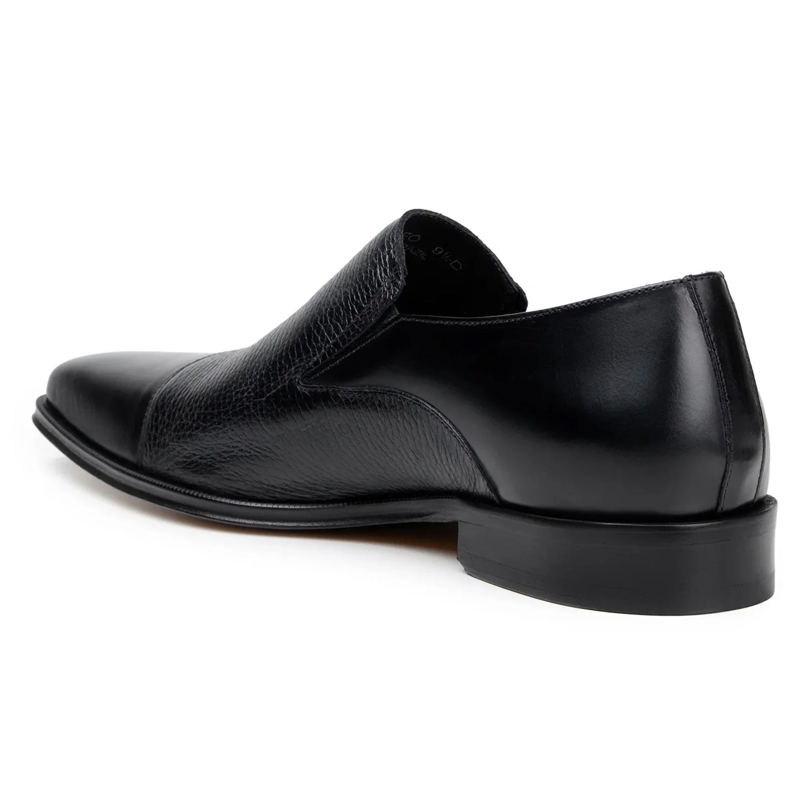Men's Belvedere Andreo Italian Deerskin & Nappa Leather Cap Toe Slip On Loafer in Black - Image 4