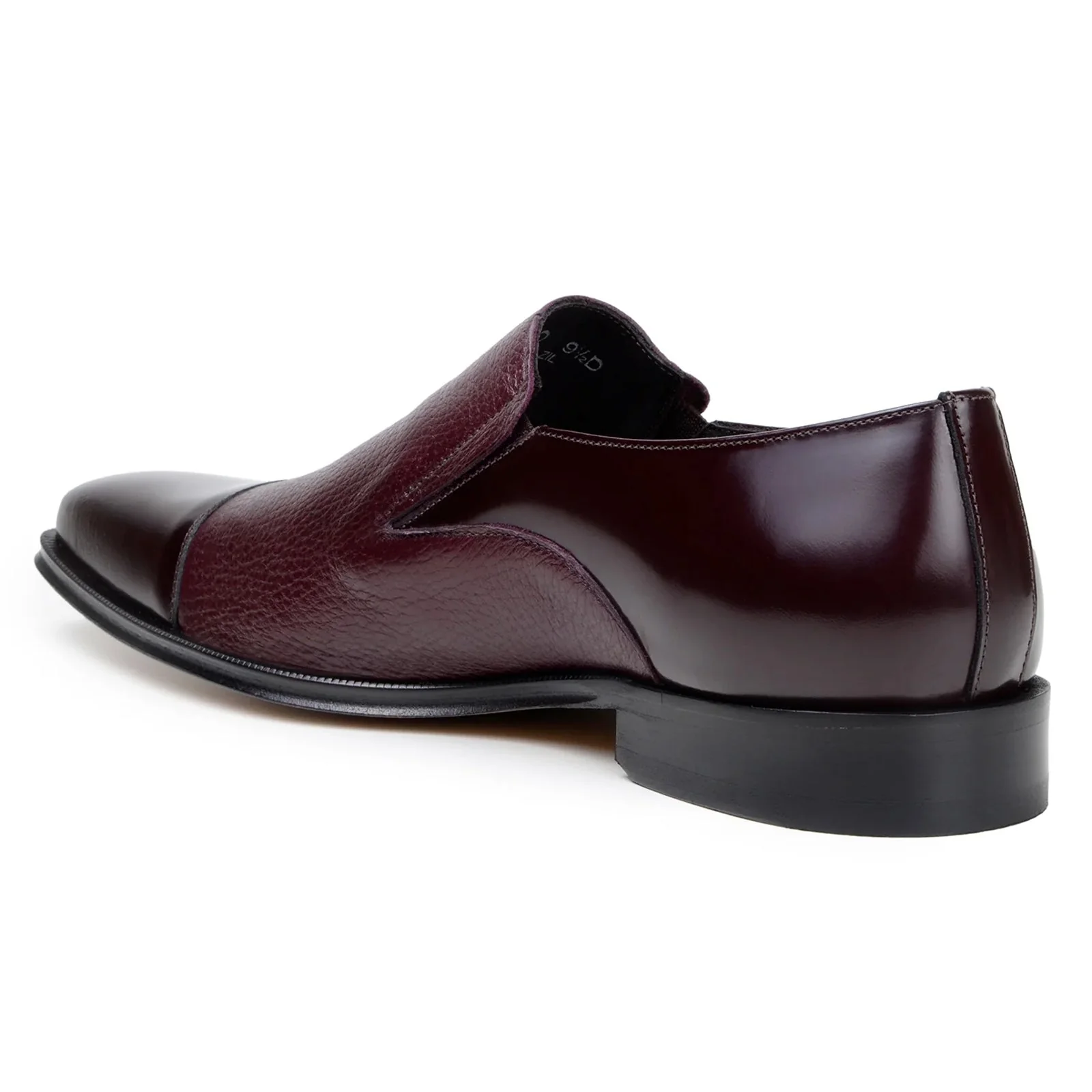Men's Belvedere Andreo Italian Deerskin & Nappa Leather Cap Toe Slip On Loafer in Burgundy - Image 3