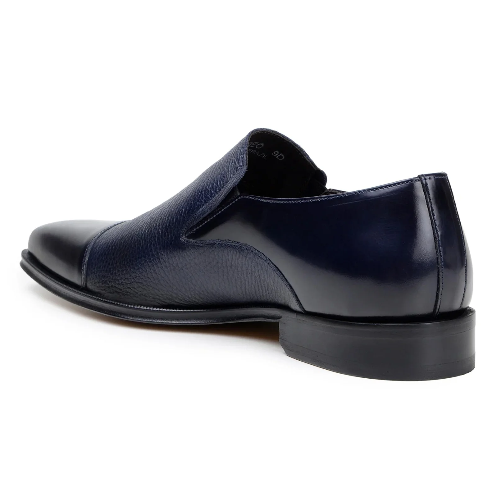 Men's Belvedere Andreo Italian Deerskin & Nappa Leather Cap Toe Slip On Loafer in Navy - Image 5