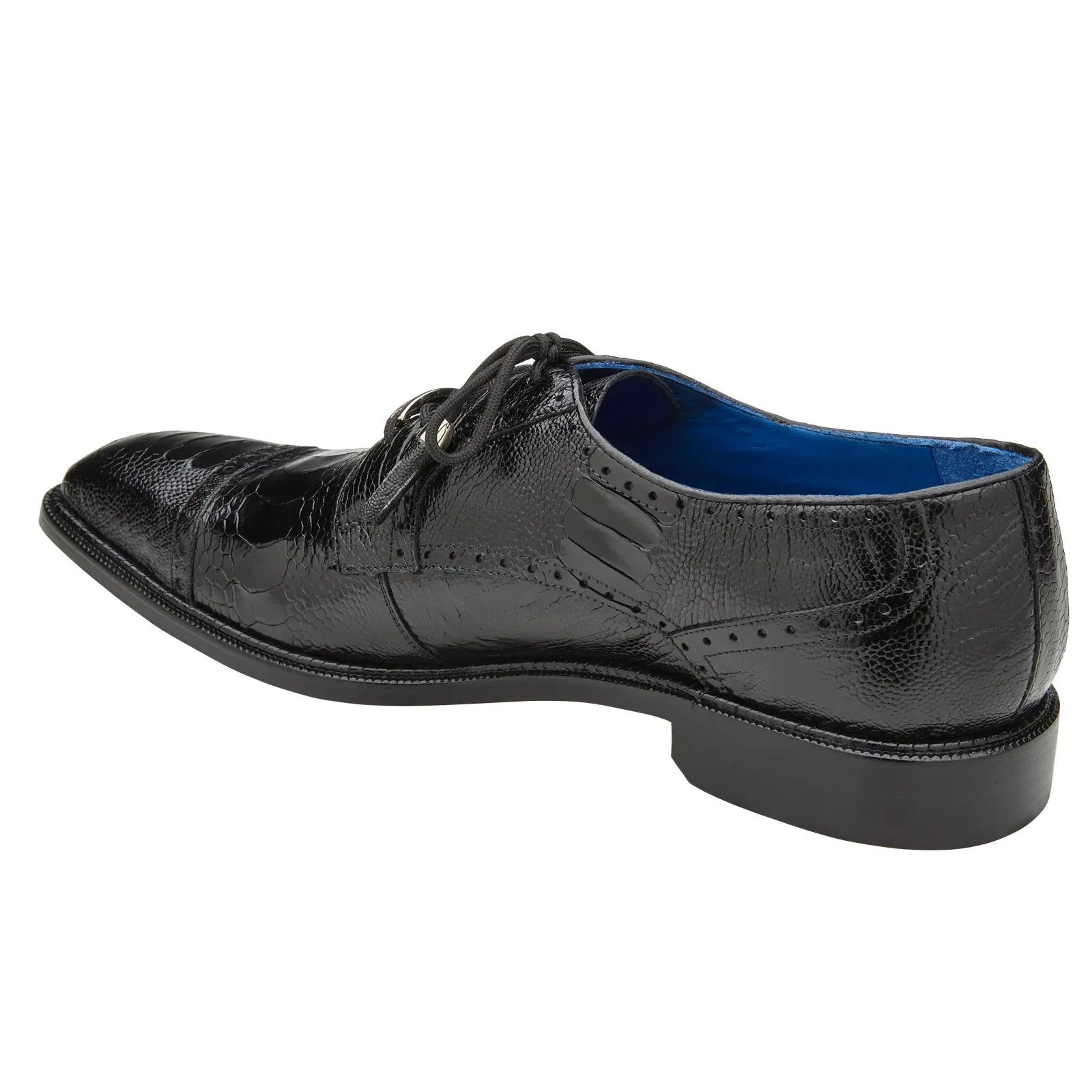 Men's Belvedere Batta Cap Toe Ostrich Dress Shoe in Black - Image 4