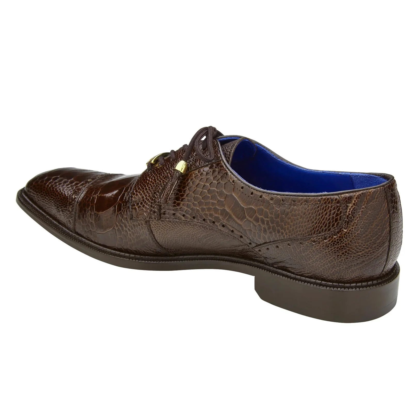 Men's Belvedere Batta Cap Toe Ostrich Dress Shoe in Brown - Image 4