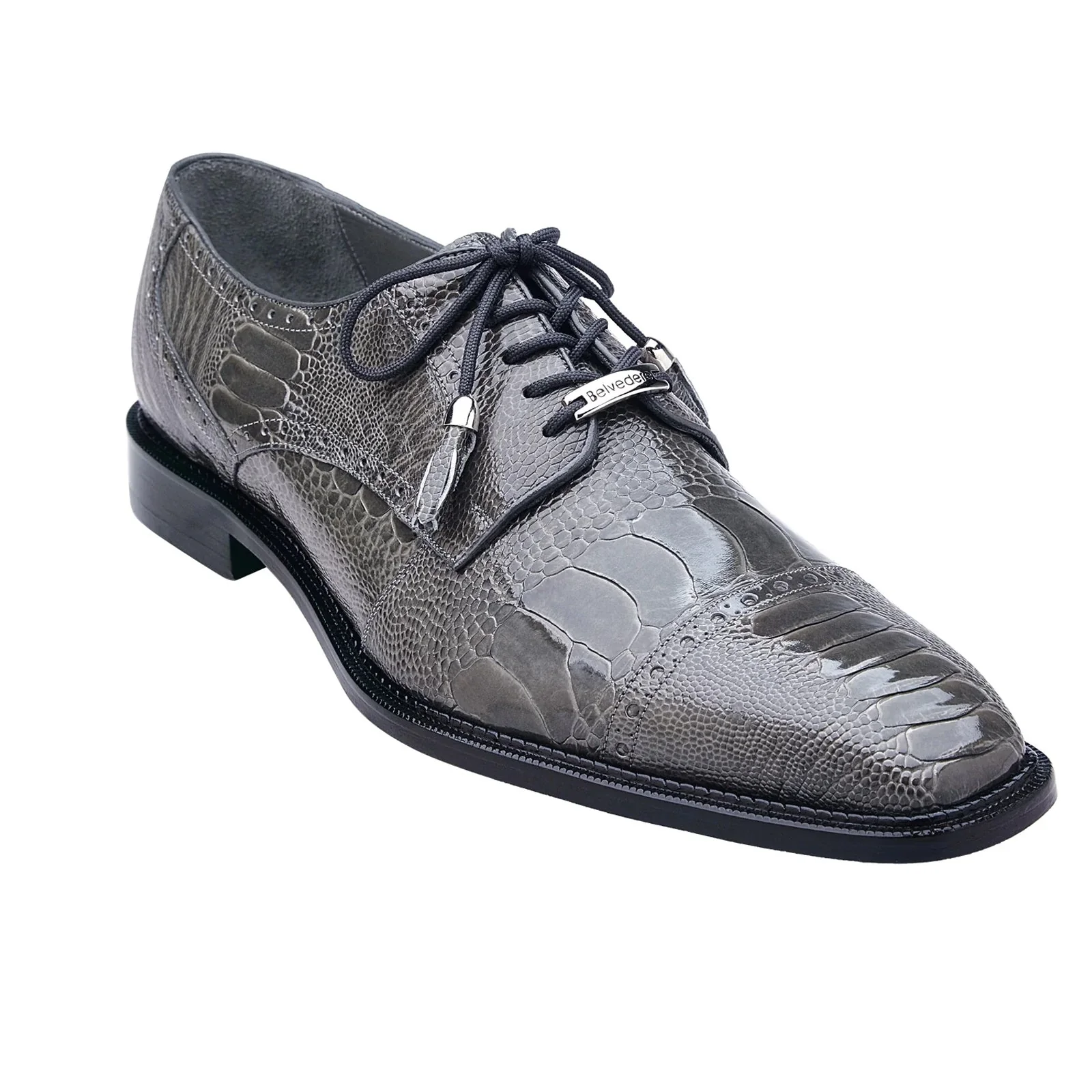 Men's Belvedere Batta Cap Toe Ostrich Dress Shoe in Grey - Image 2