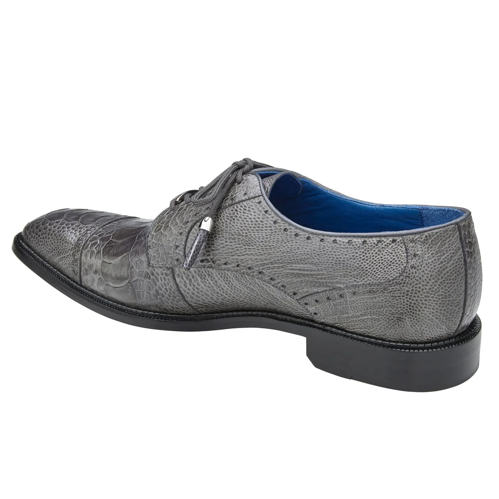 Men's Belvedere Batta Cap Toe Ostrich Dress Shoe in Grey - Image 4