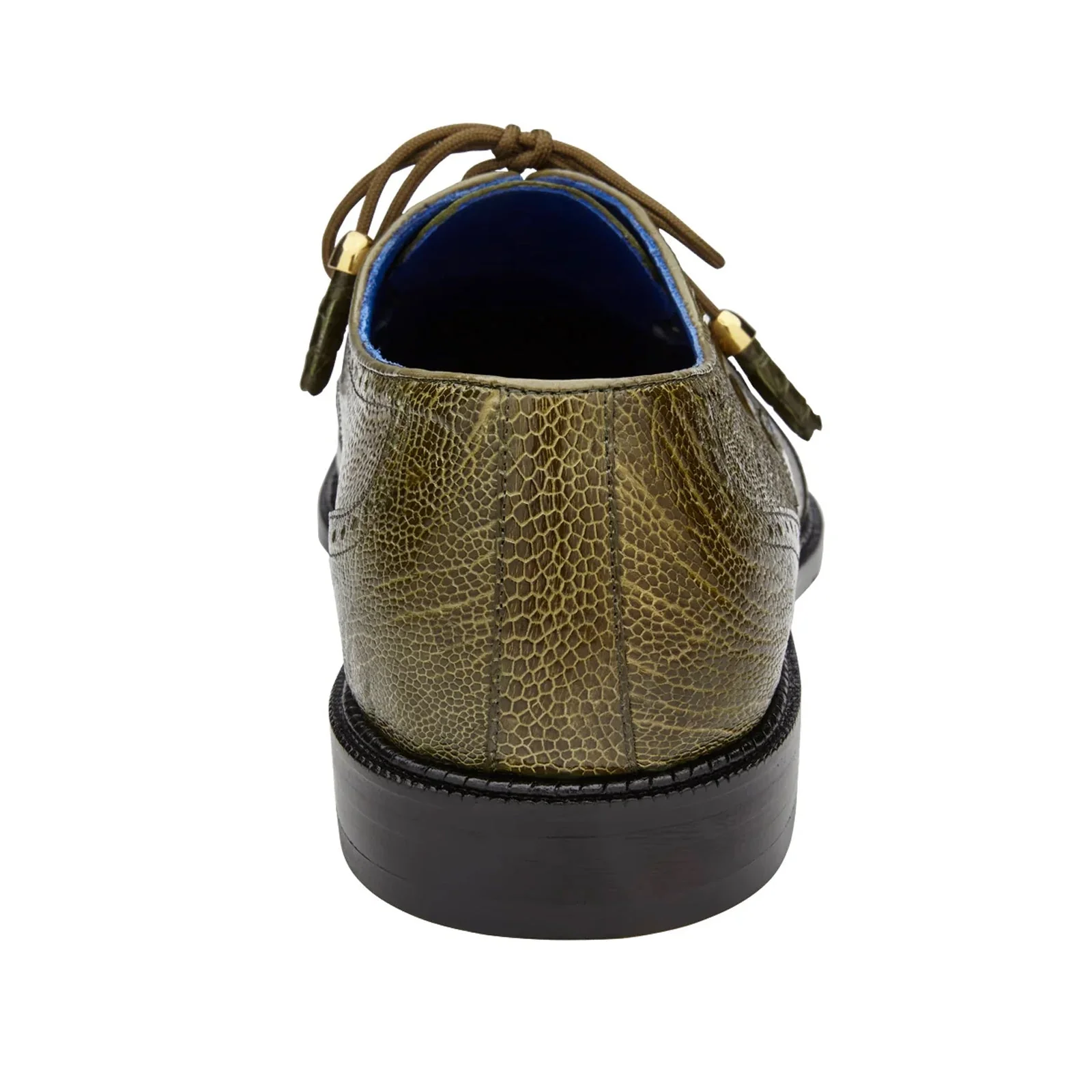Men's Belvedere Batta Cap Toe Ostrich Dress Shoe in Olive Green - Image 5