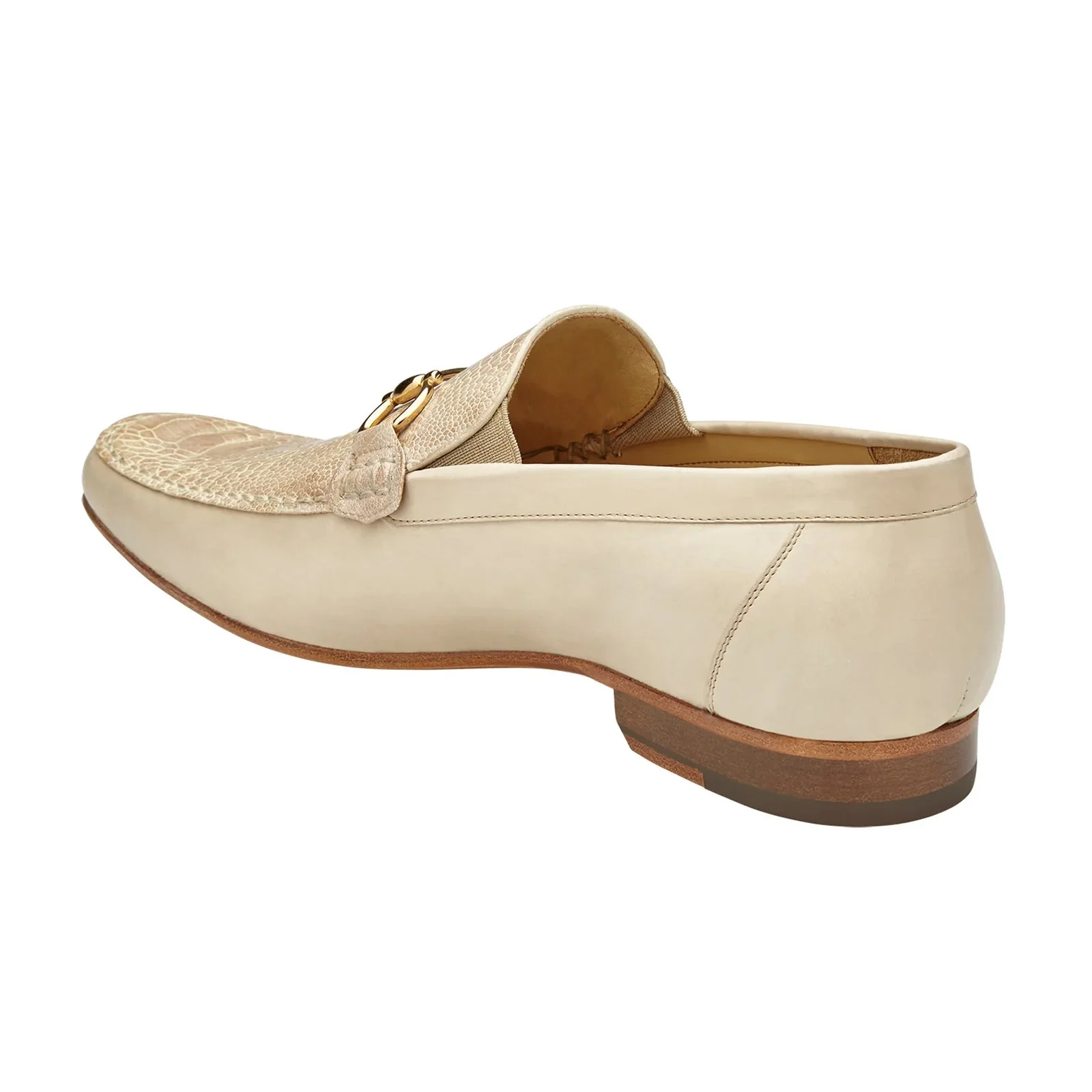 Men's Belvedere Bruno Ostrich Leg & Italian Calfskin Buckle Dress Loafer in Ivory Off White - Image 4