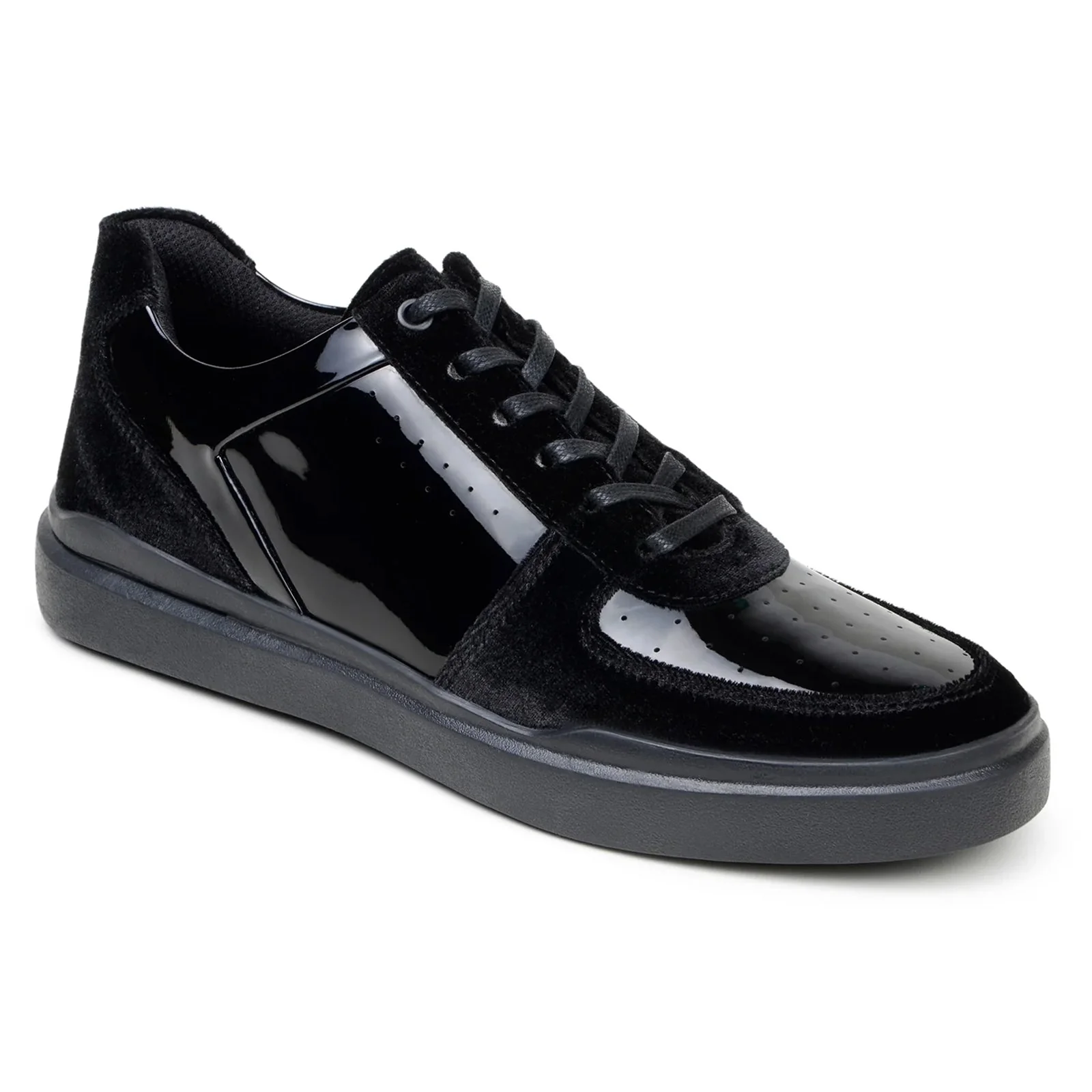 Men's Belvedere Edmound Velvet & Patent Leather Tuxedo Dress Sneaker in Black - Image 2
