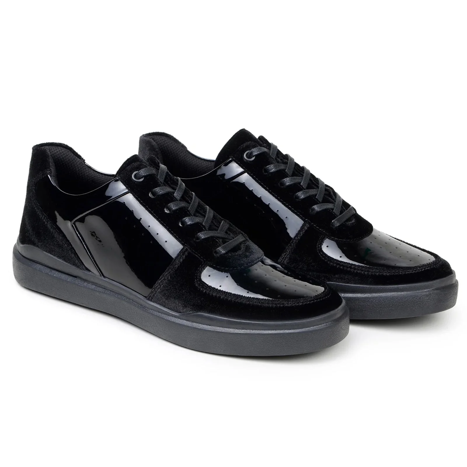 Men's Belvedere Edmound Velvet & Patent Leather Tuxedo Dress Sneaker in Black - Image 3
