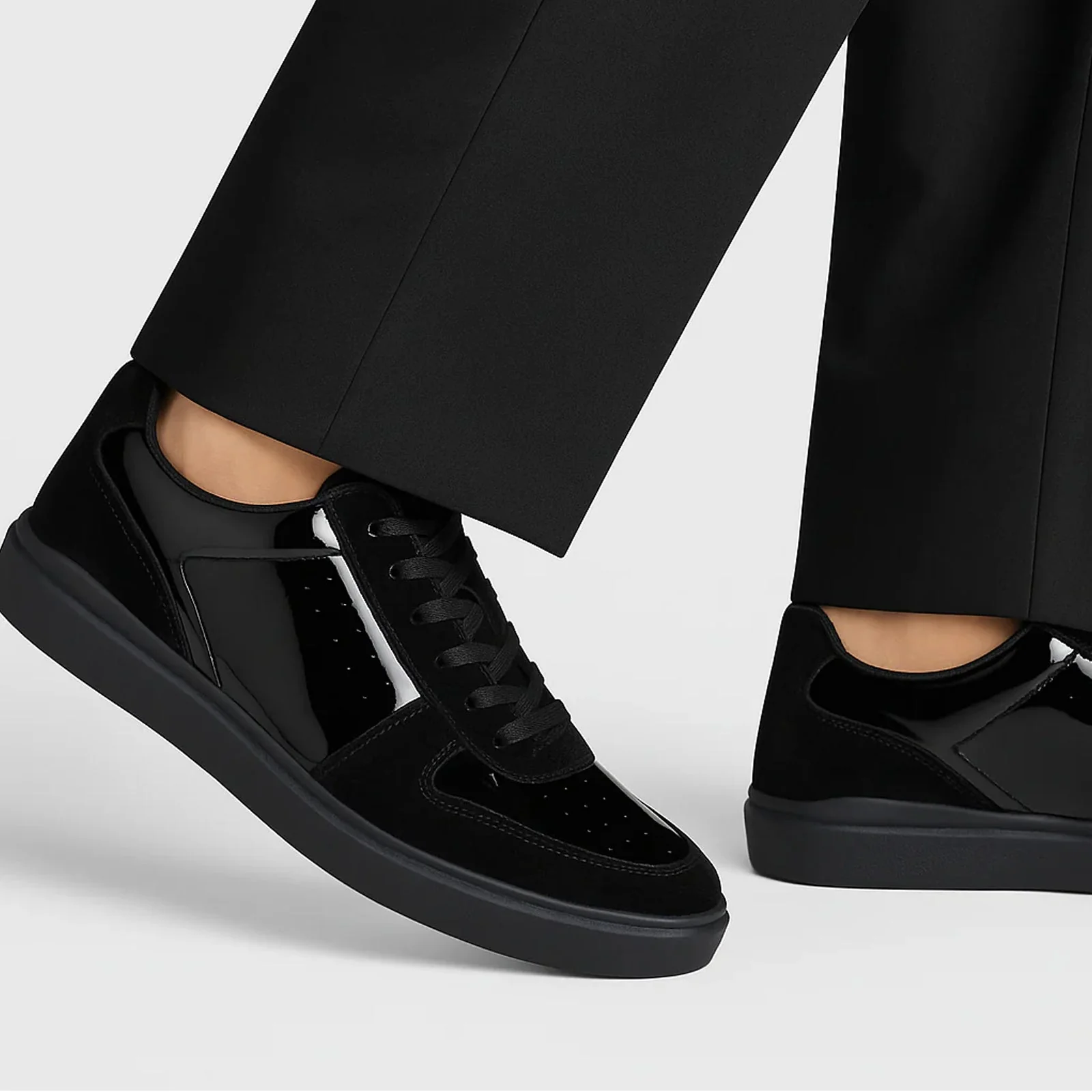 Men's Belvedere Edmound Velvet & Patent Leather Tuxedo Dress Sneaker in Black - Image 4