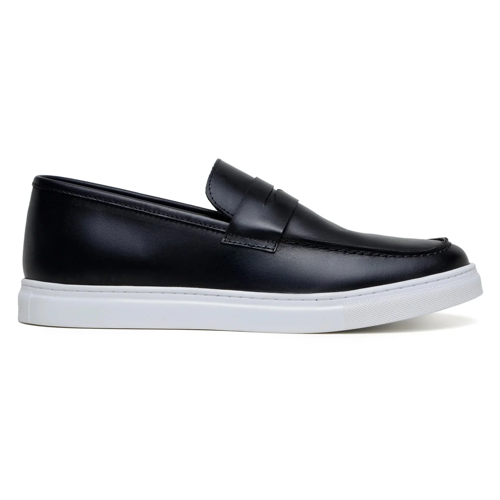 Men's Belvedere Elliot Nappa Leather Casual Slip On Penny Loafer in Black