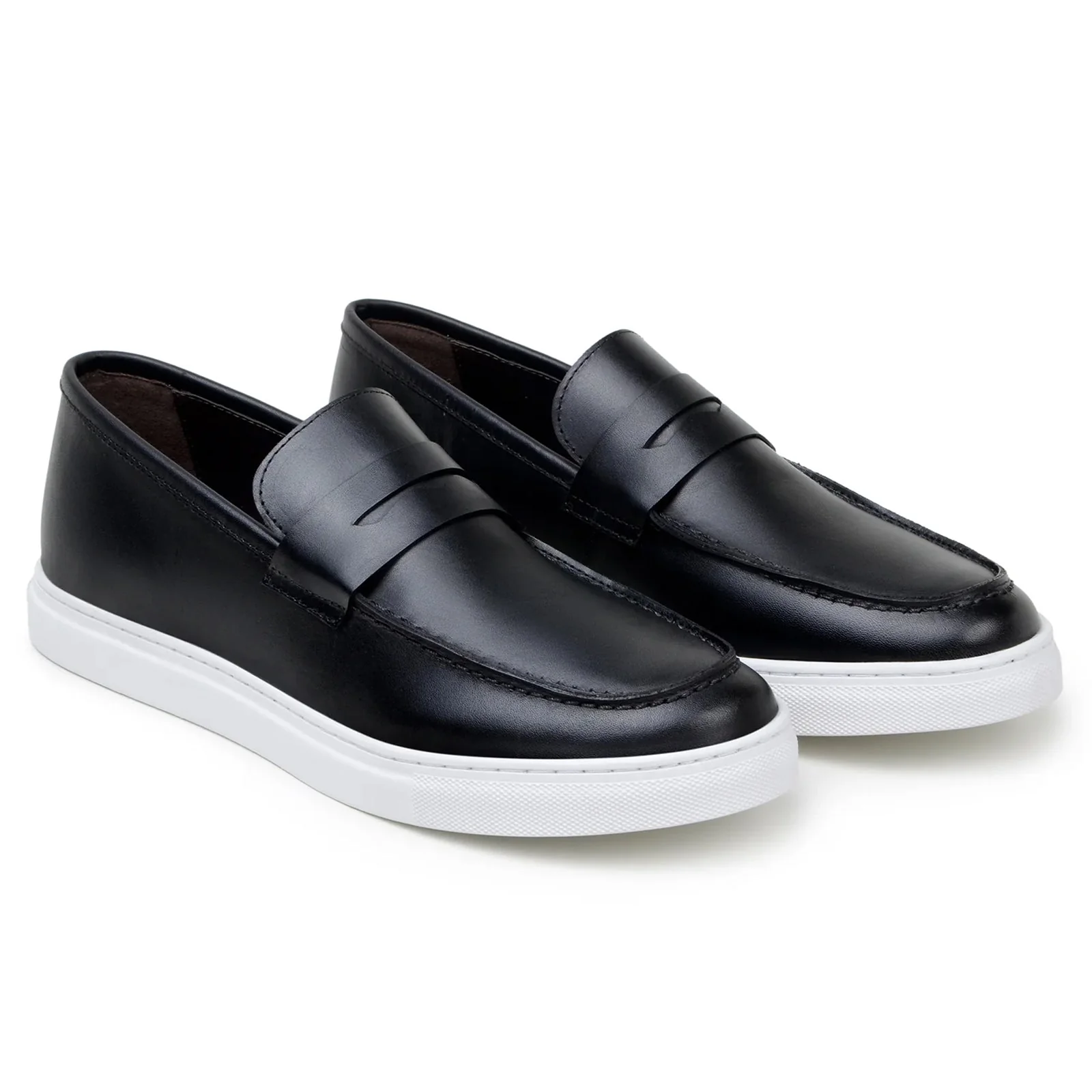 Men's Belvedere Elliot Nappa Leather Casual Slip On Penny Loafer in Black - Image 3