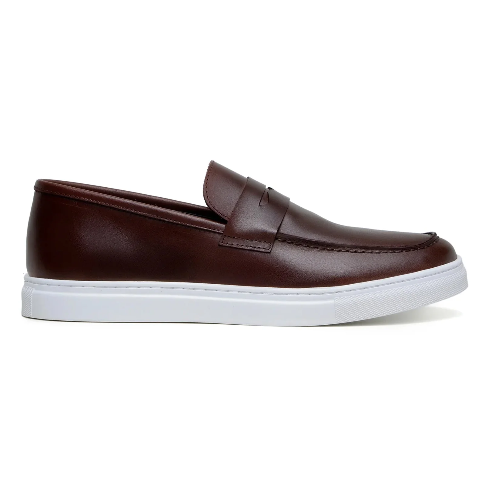 Men's Belvedere Elliot Nappa Leather Casual Slip On Penny Loafer in Brown