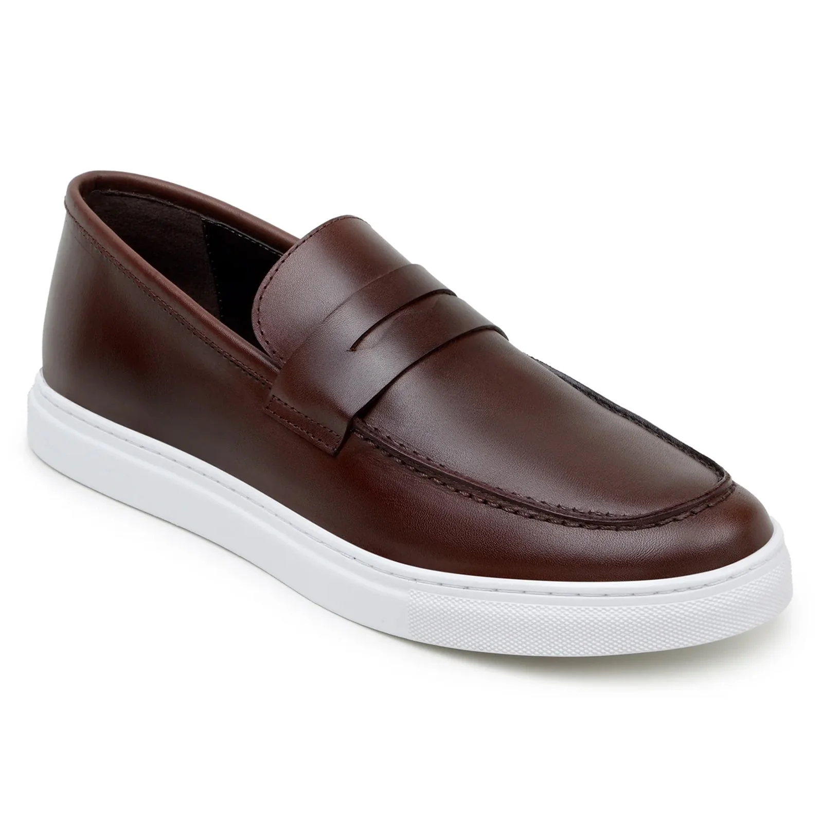Men's Belvedere Elliot Nappa Leather Casual Slip On Penny Loafer in Brown - Image 2