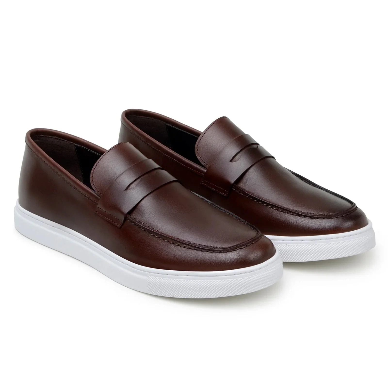 Men's Belvedere Elliot Nappa Leather Casual Slip On Penny Loafer in Brown - Image 3