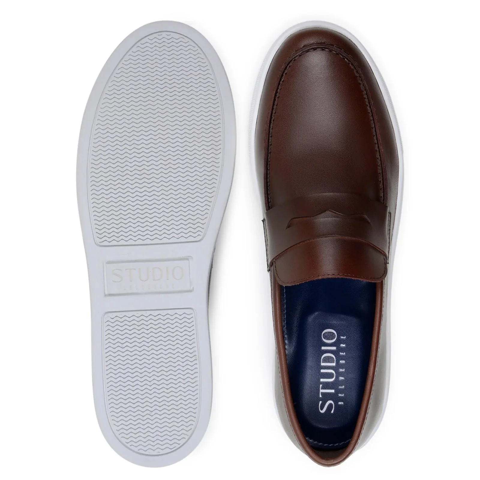 Men's Belvedere Elliot Nappa Leather Casual Slip On Penny Loafer in Brown - Image 6