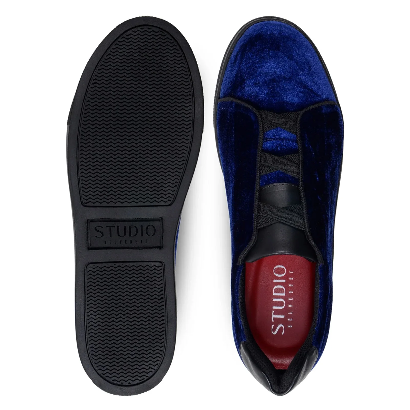 Men's Belvedere Eros Velvet Dress Sneaker in Midnight Blue - Image 6