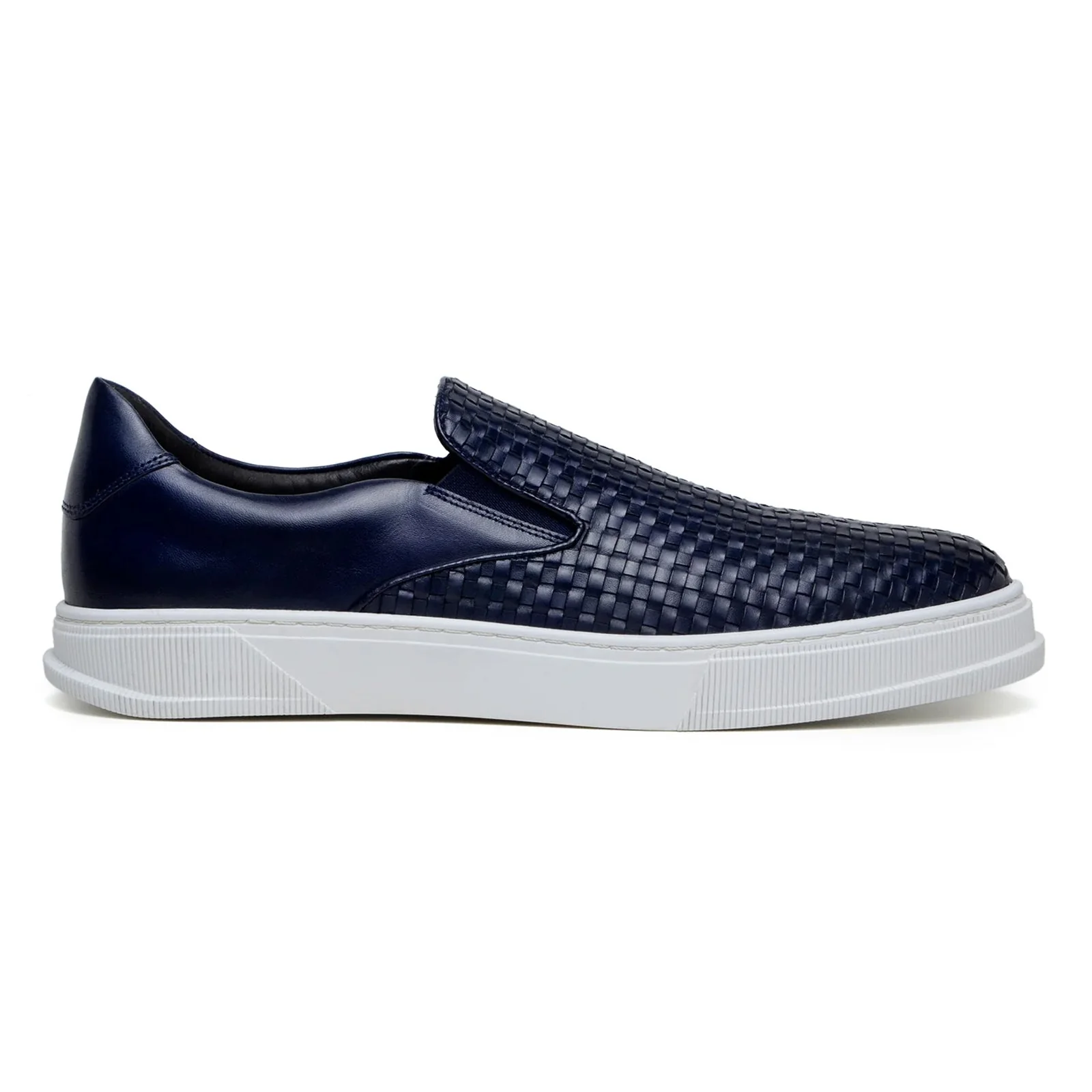 Men's Belvedere Fernando Quilted Leather Slip on Dress Sneaker in Navy