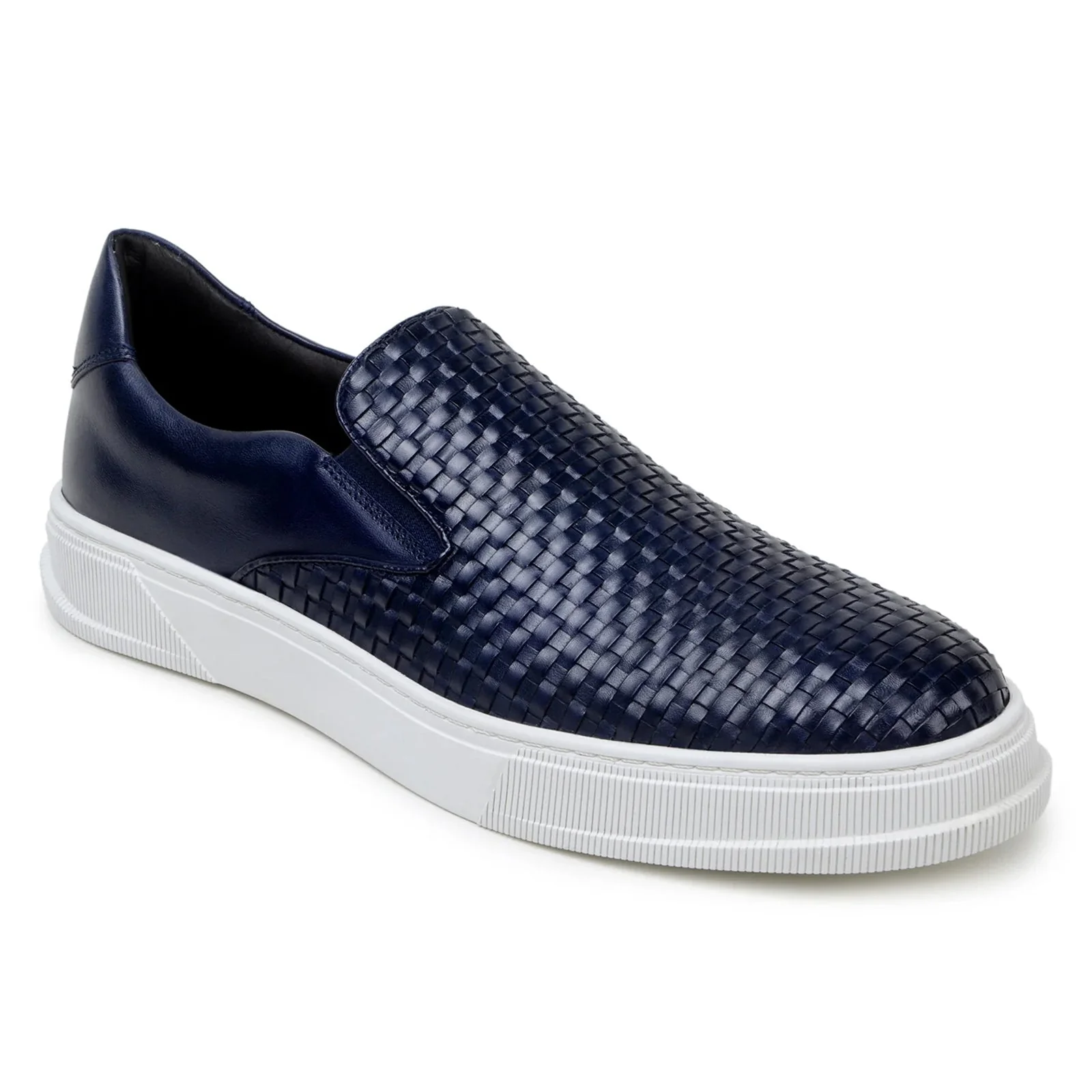 Men's Belvedere Fernando Quilted Leather Slip on Dress Sneaker in Navy - Image 2