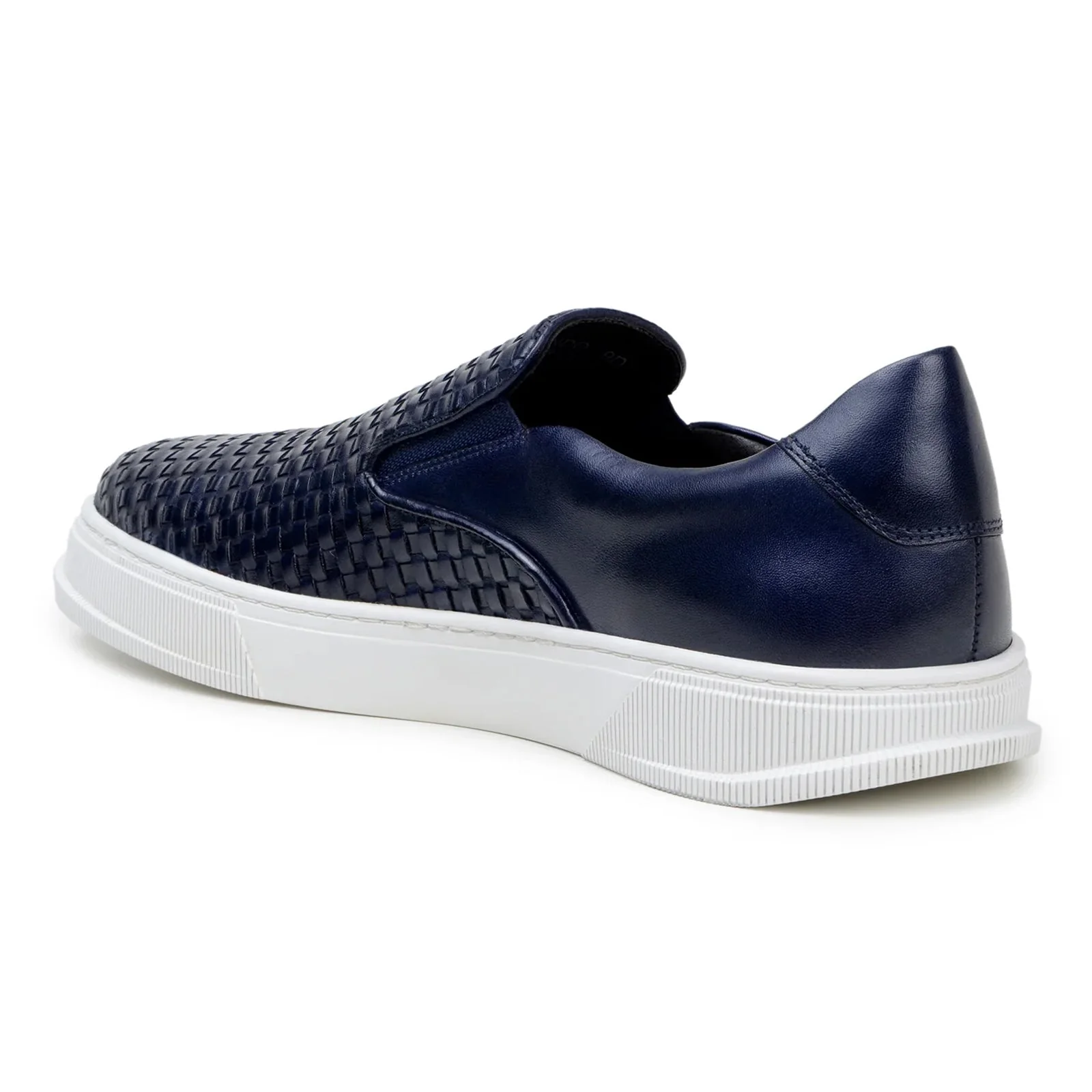 Men's Belvedere Fernando Quilted Leather Slip on Dress Sneaker in Navy - Image 4