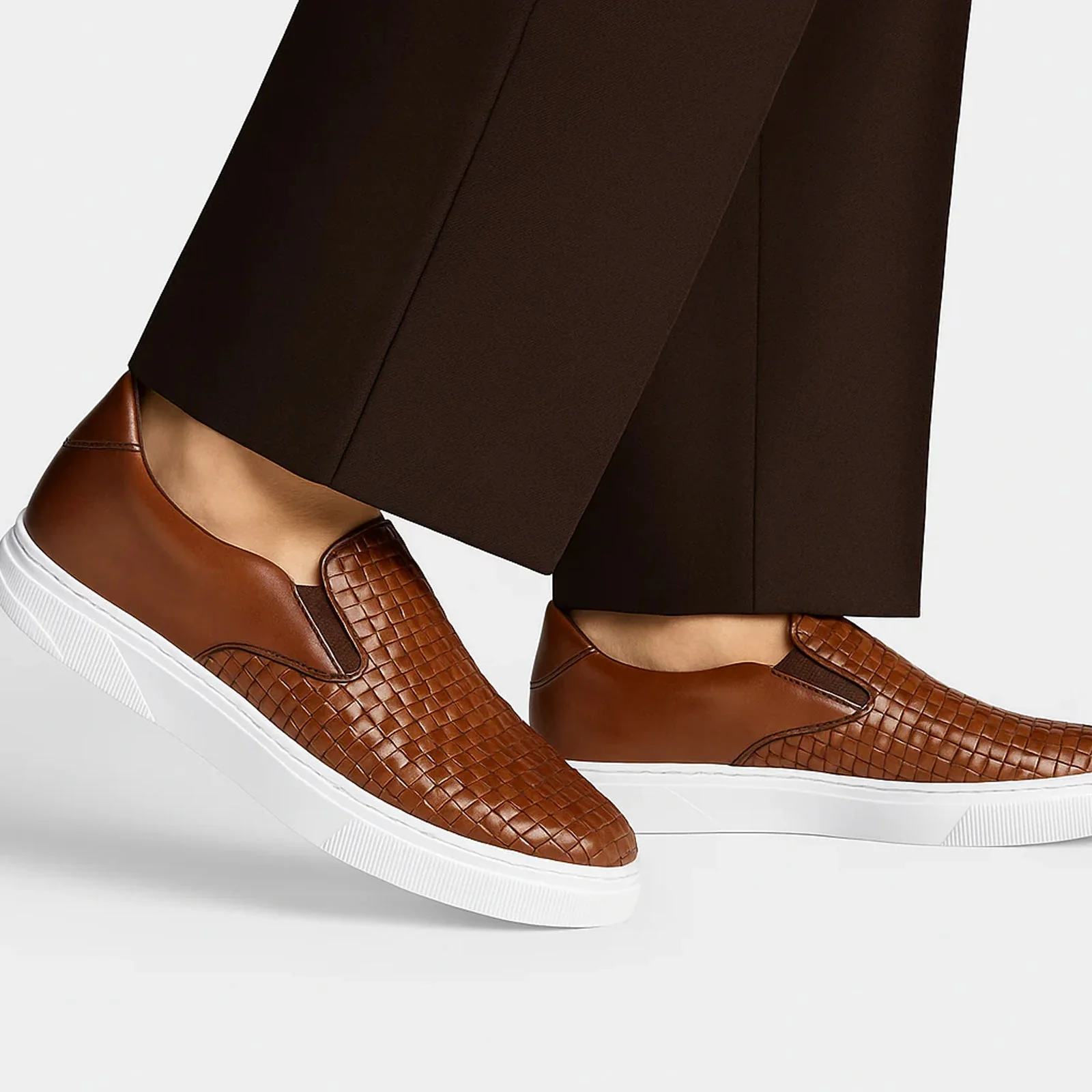 Men's Belvedere Fernando Quilted Leather Slip on Dress Sneaker in Tan - Image 6