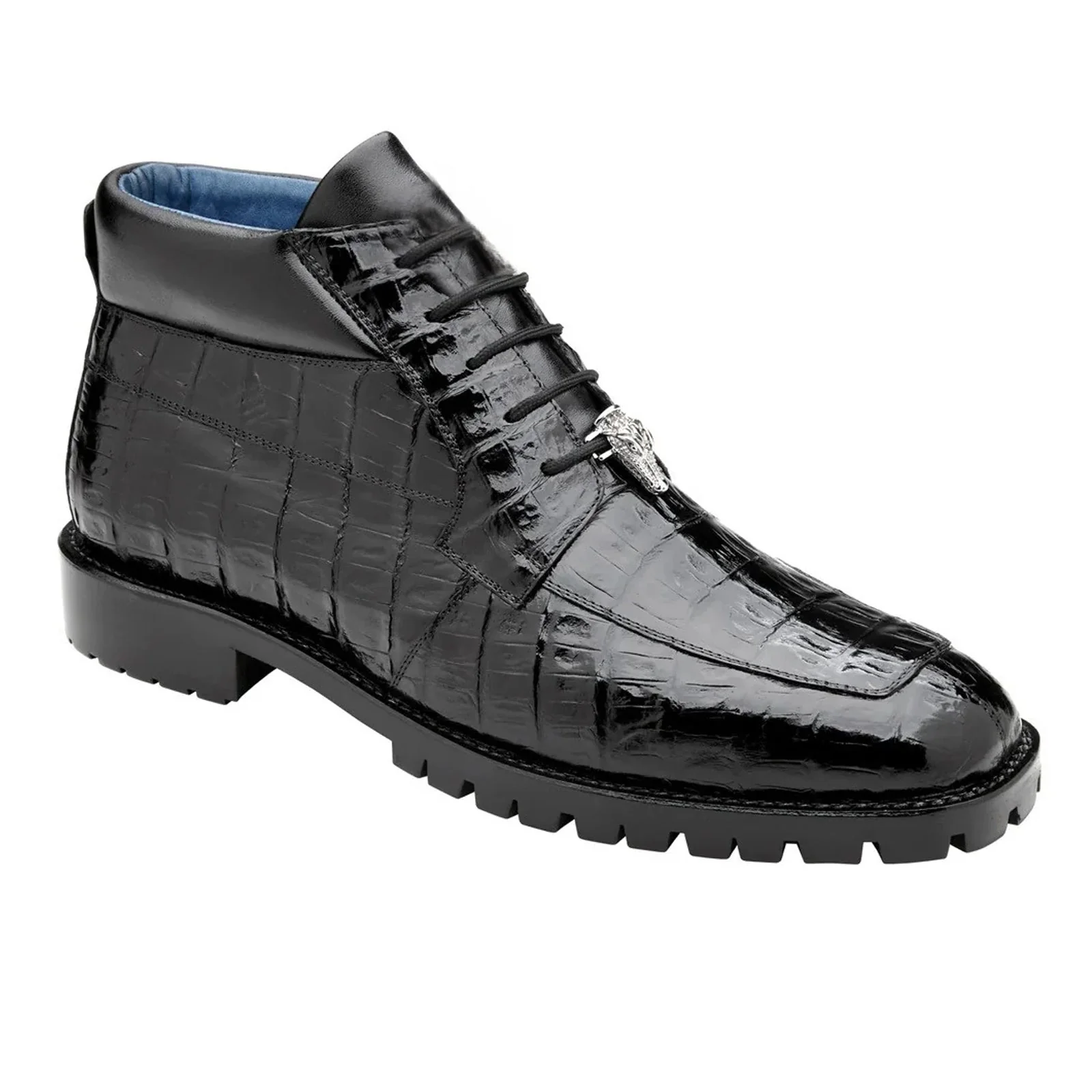 Men's Belvedere Gallardo Caiman Crocodile Dress Hiker Boot in Black - Image 2