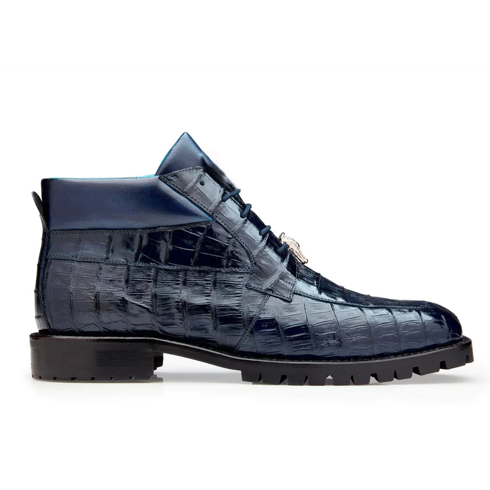 Men's Belvedere Gallardo Caiman Crocodile Dress Hiker Boot in Black - Image 3
