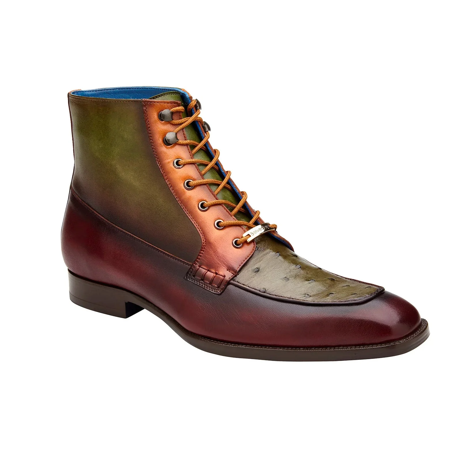 Men's Belvedere Greco Ostrich Quill & Italian Leather Dress Boot in Burgundy - Image 2