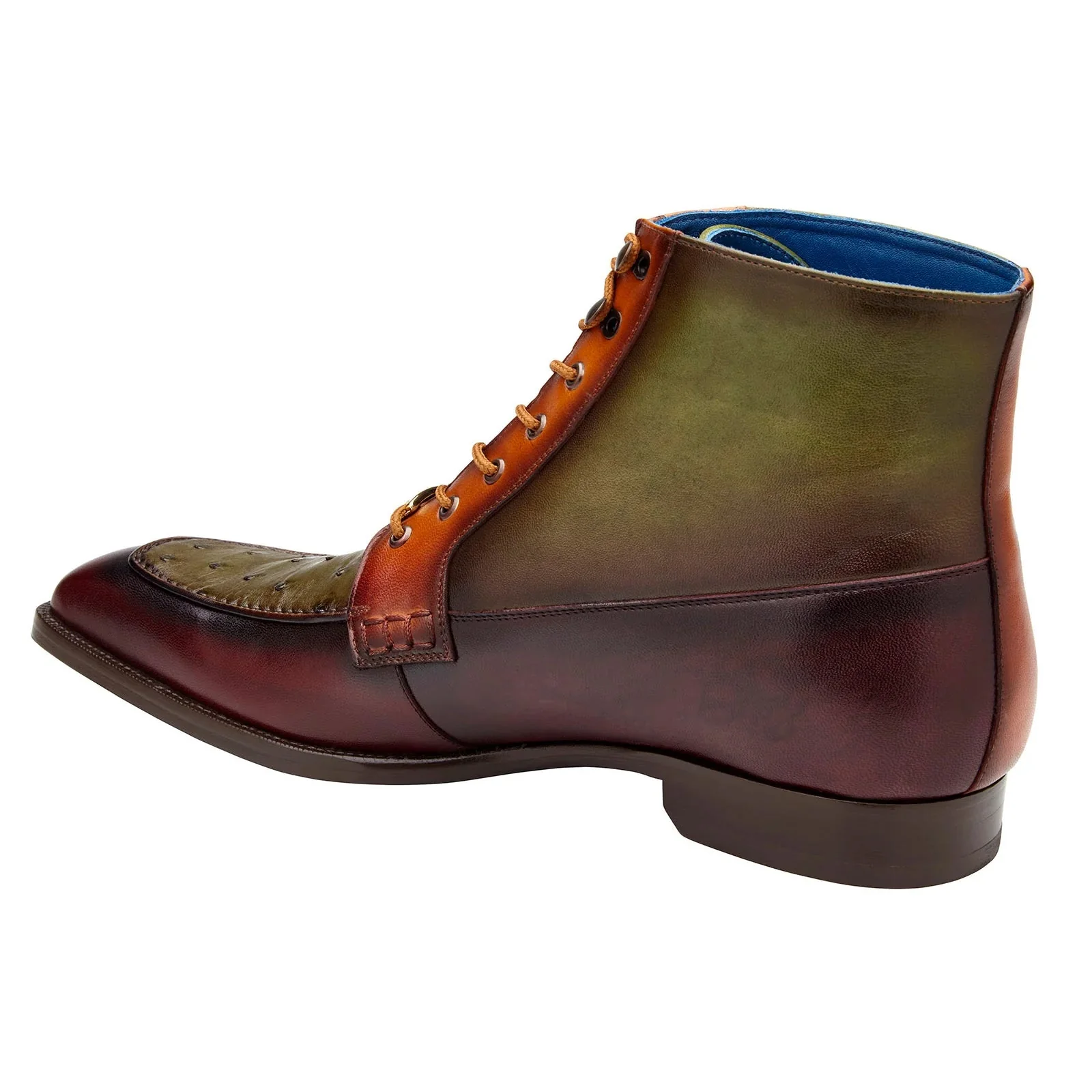 Men's Belvedere Greco Ostrich Quill & Italian Leather Dress Boot in Burgundy - Image 3