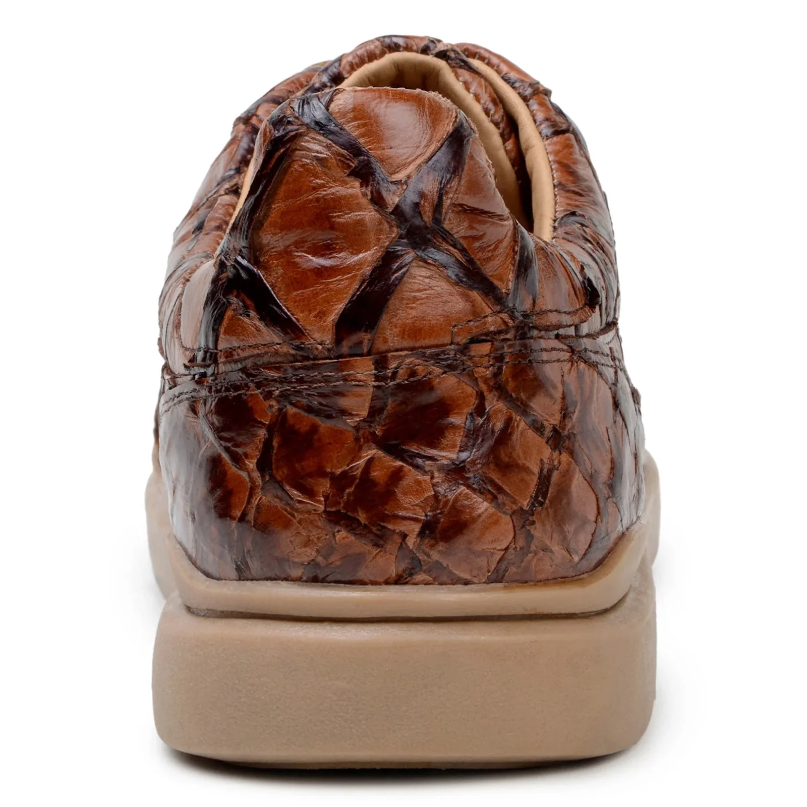 Men's Belvedere Kingstone Genuine Pirarucu Dress Sneaker in Almond Tan - Image 5