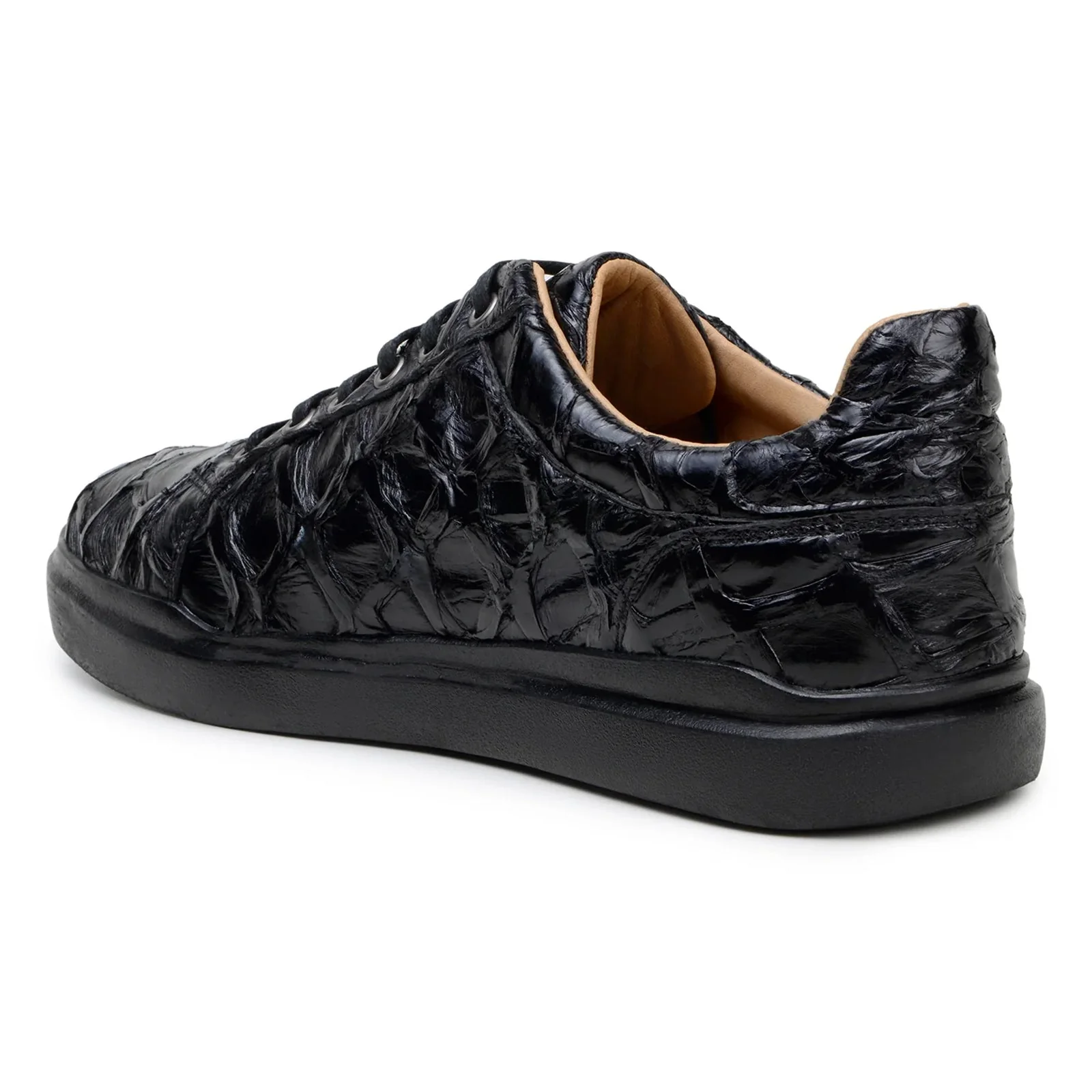 Men's Belvedere Kingstone Genuine Pirarucu Dress Sneaker in Black - Image 4