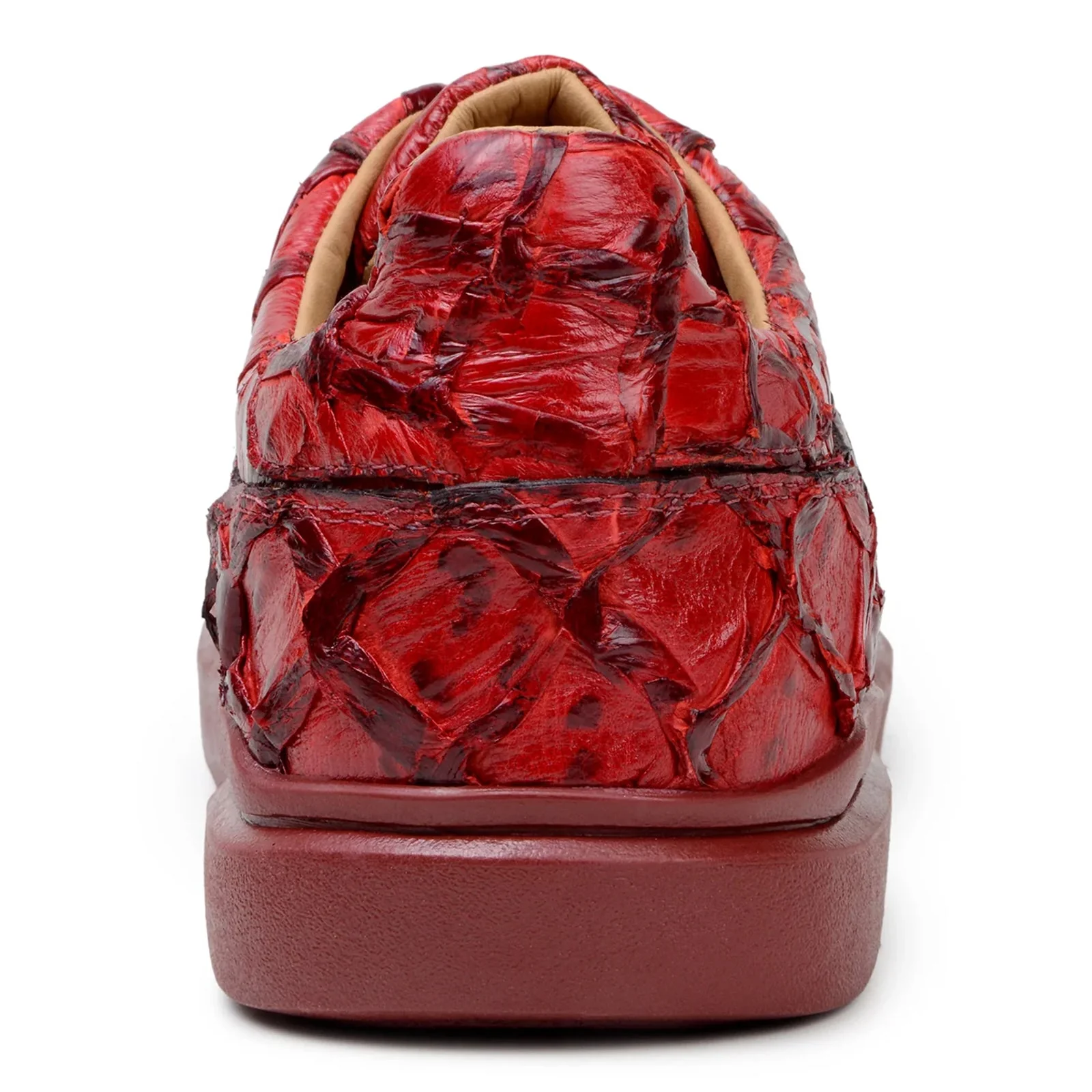Men's Belvedere Kingstone Genuine Pirarucu Dress Sneaker in Red - Image 5