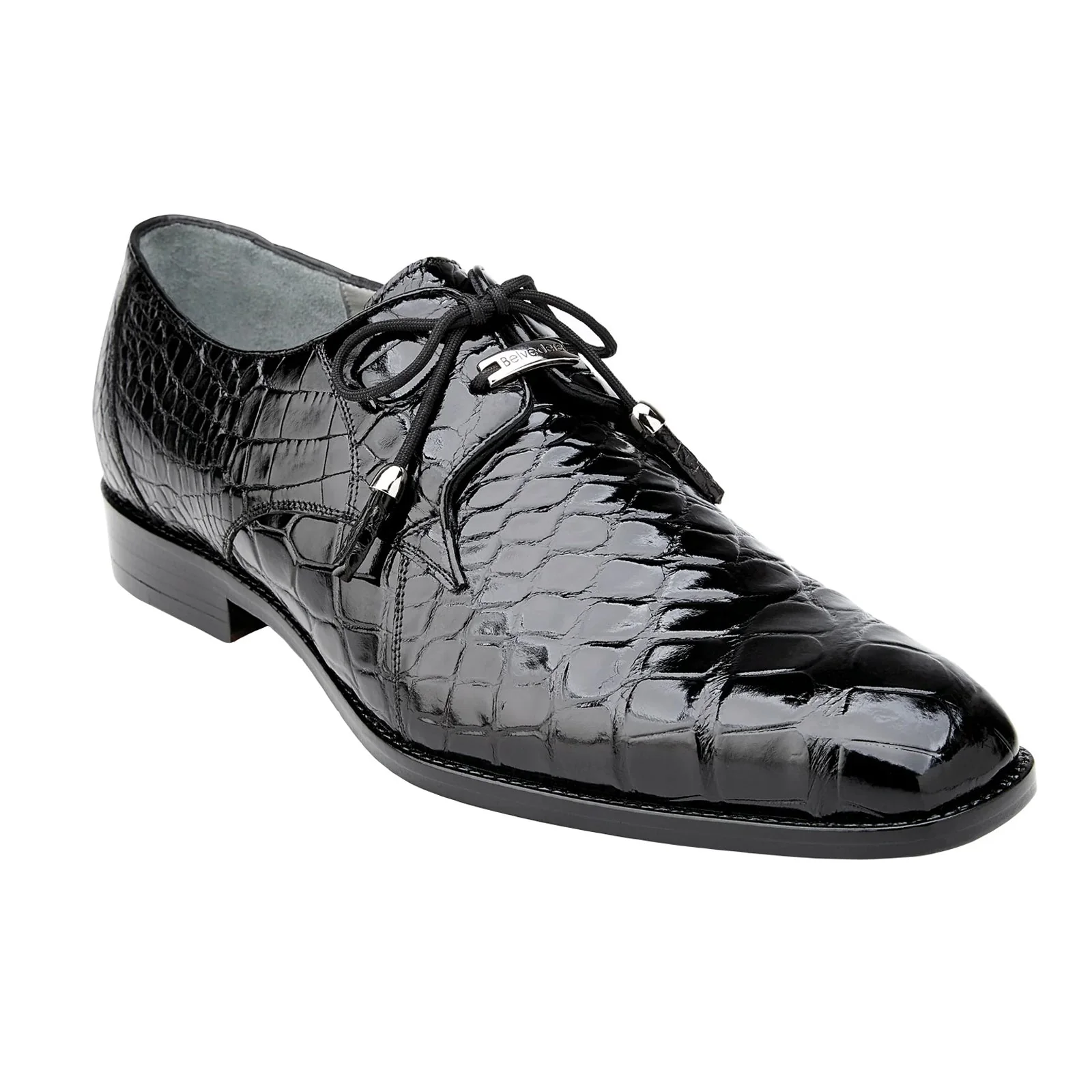 Men's Belvedere Lago Plain Toe American Alligator Dress Shoe in Black - Image 2