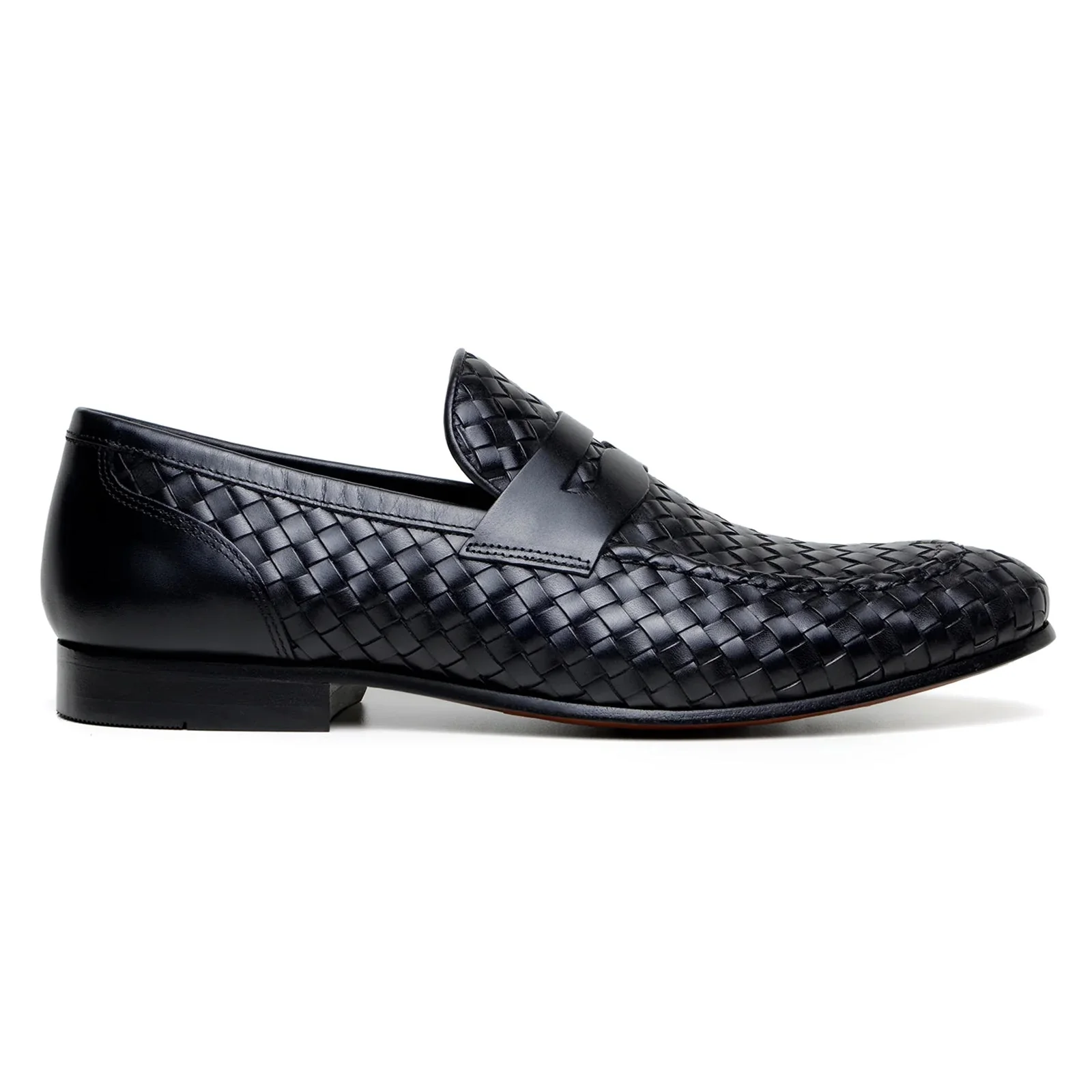 Men's Belvedere Luca Italian Calf Leather Slip on Penny Loafer in Black