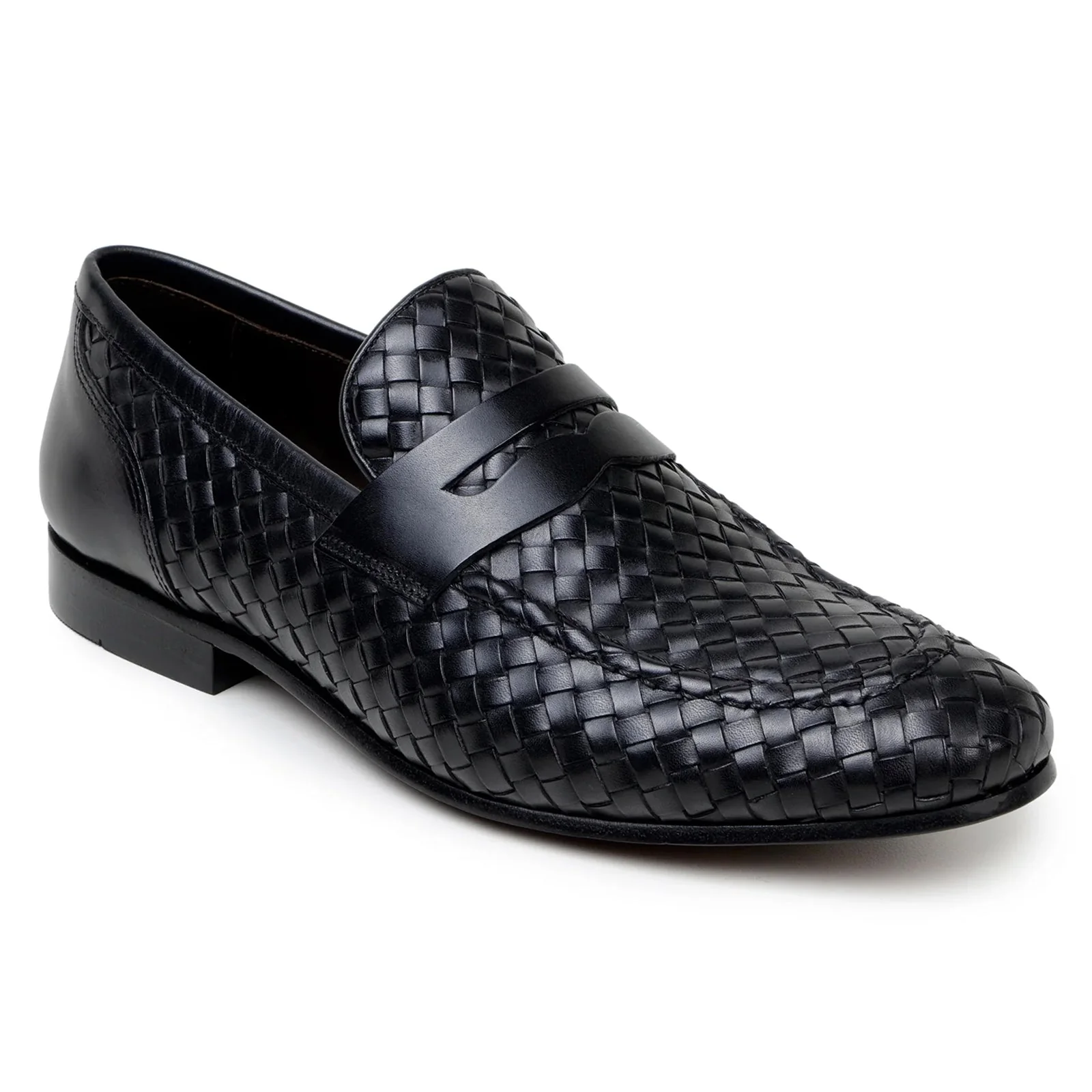 Men's Belvedere Luca Italian Calf Leather Slip on Penny Loafer in Black - Image 2