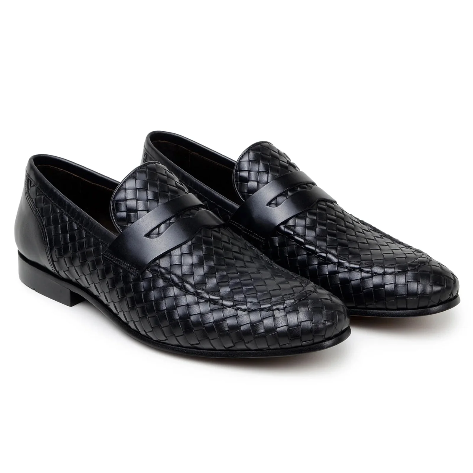 Men's Belvedere Luca Italian Calf Leather Slip on Penny Loafer in Black - Image 3