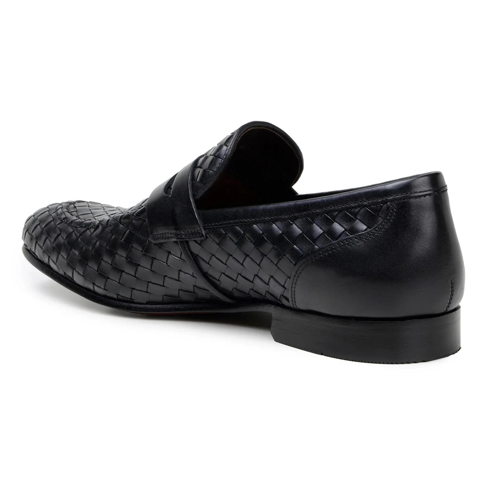 Men's Belvedere Luca Italian Calf Leather Slip on Penny Loafer in Black - Image 5