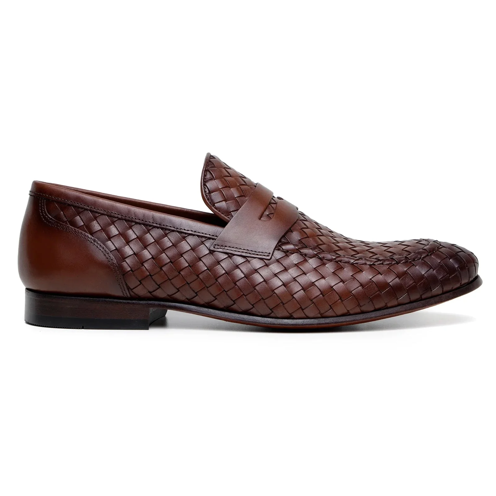 Men's Belvedere Luca Italian Calf Leather Slip on Penny Loafer in Tan