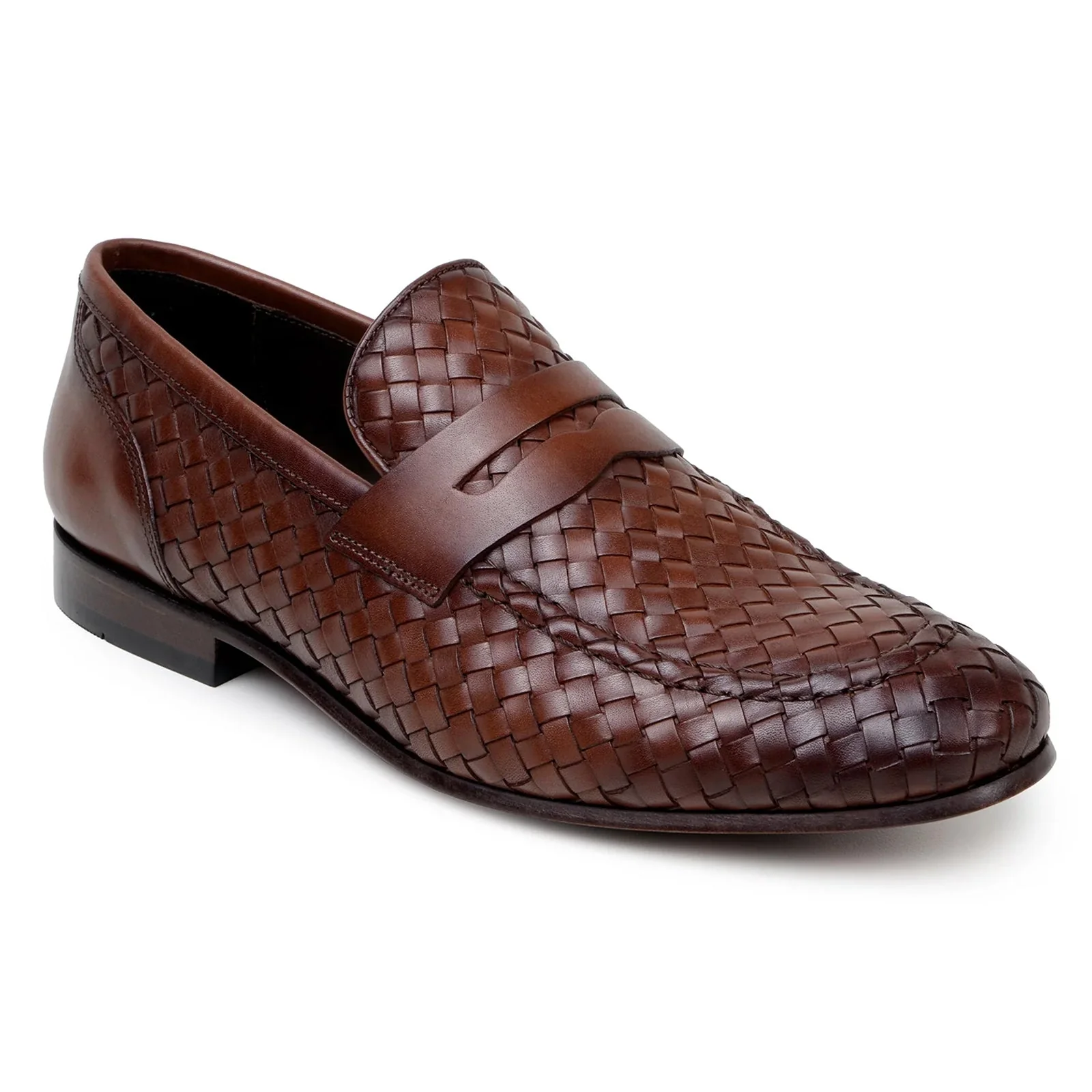 Men's Belvedere Luca Italian Calf Leather Slip on Penny Loafer in Tan - Image 2
