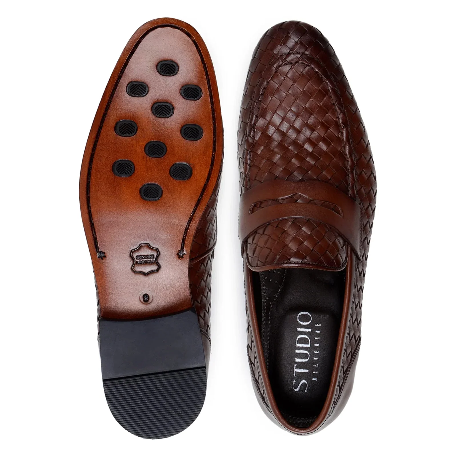 Men's Belvedere Luca Italian Calf Leather Slip on Penny Loafer in Tan - Image 6